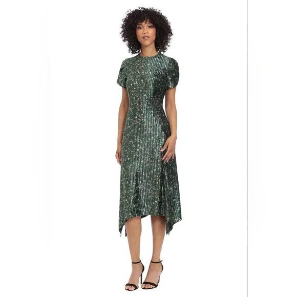 green emerald velvet dress Maggy London Women's Long Sleeve Faux WRAP Dress Green at Amazon Women's  Clothing store main image 0